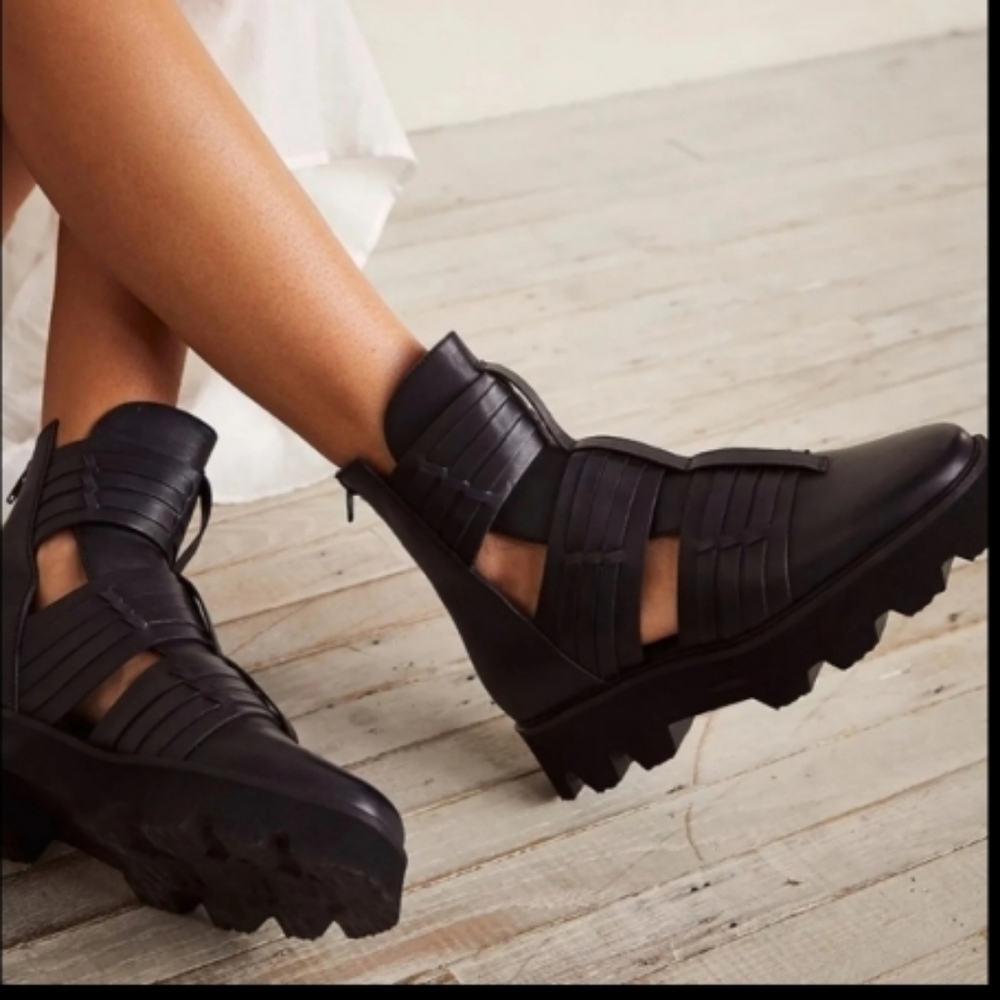 Free People Black Ankle Boots